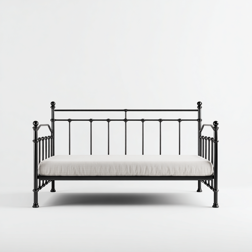 Divano letto metallo 200x95x95 cm - nero - design classico-Placidin