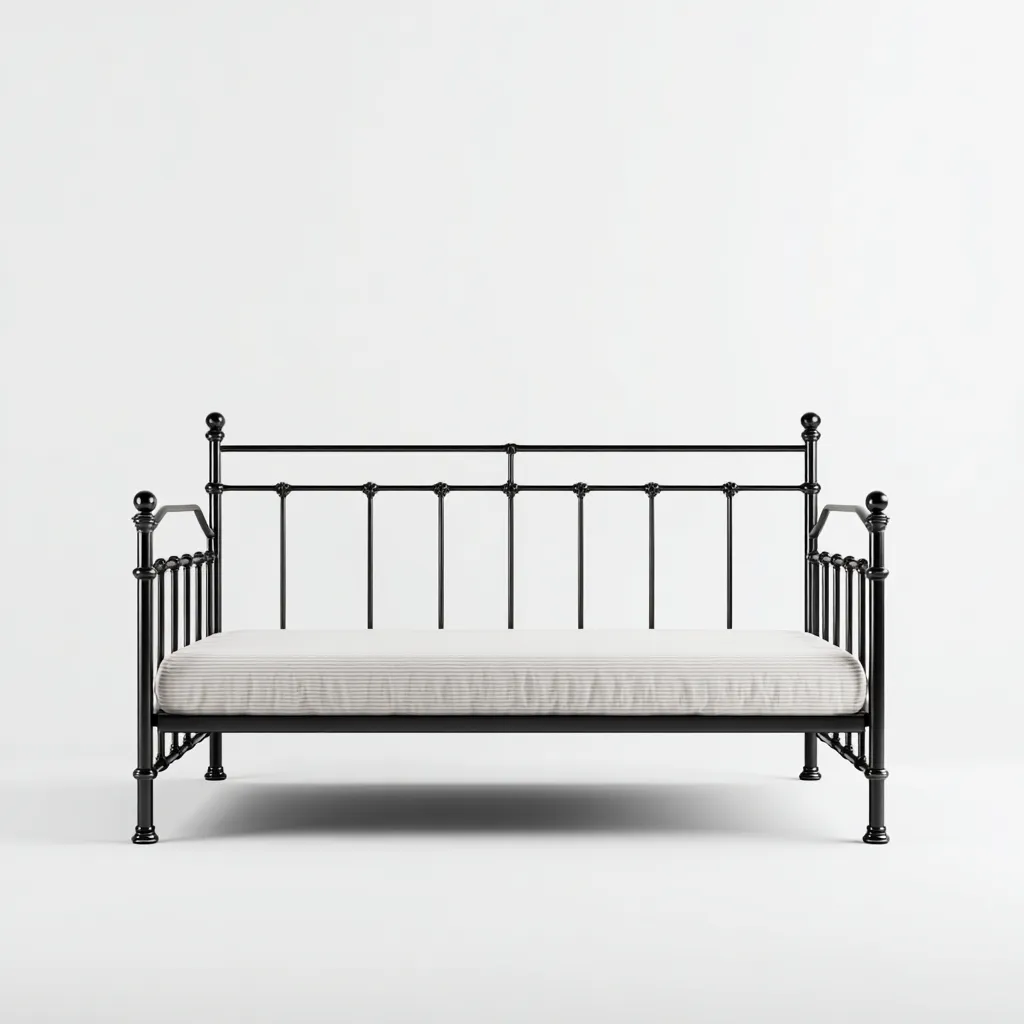 Divano letto metallo 200x95x95 cm - nero - design classico-Placidin