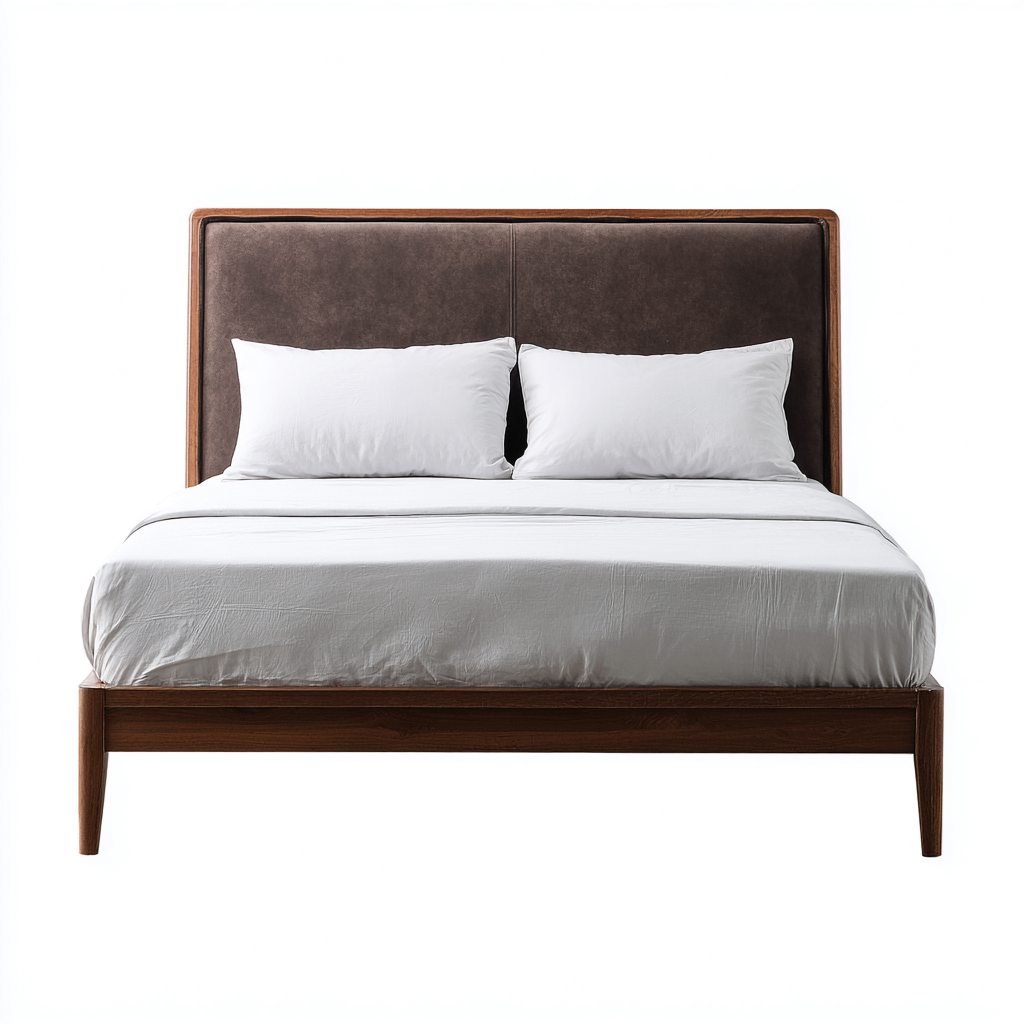 Letto matrimoniale legno-pelle 215x165x115 cm - marrone - design moderno-Placidin