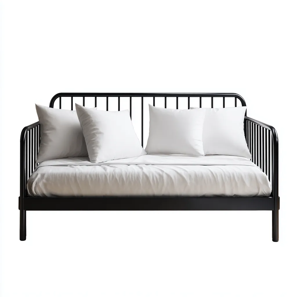 Divano letto in metallo 200x90x85 cm - colore nero - design moderno-Placidin