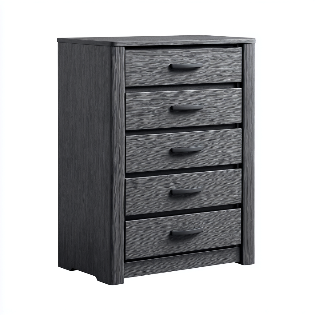 Cassettiera in legno 70x40x115 cm - nero - stile moderno-Placidin