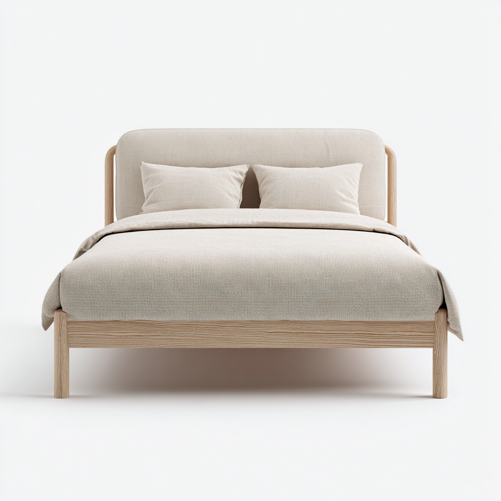 Letto matrimoniale in legno 210x160x95 cm - colore naturale - design moderno-Placidin