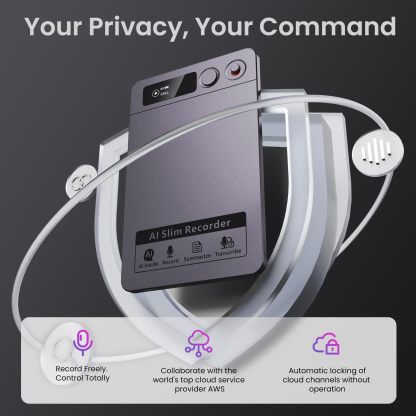 Recora KP70 AI Voice Recorder - 118 Languages & AI Summary, Ultra-Thin Portable Design