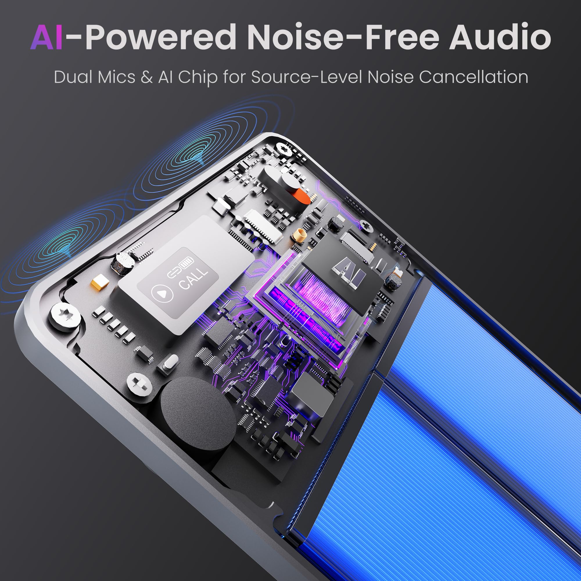 Recora KP70 AI Voice Recorder - 118 Languages & AI Summary, Ultra-Thin Portable Design