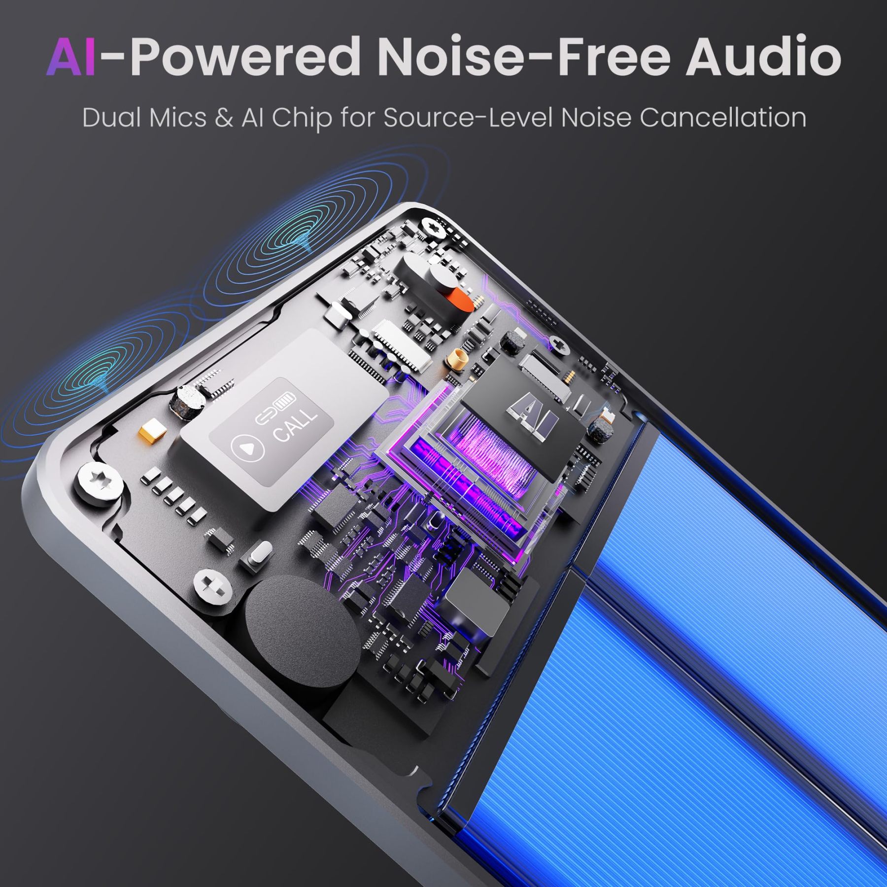 Recora KP70 AI Voice Recorder - 118 Languages & AI Summary, Ultra-Thin Portable Design