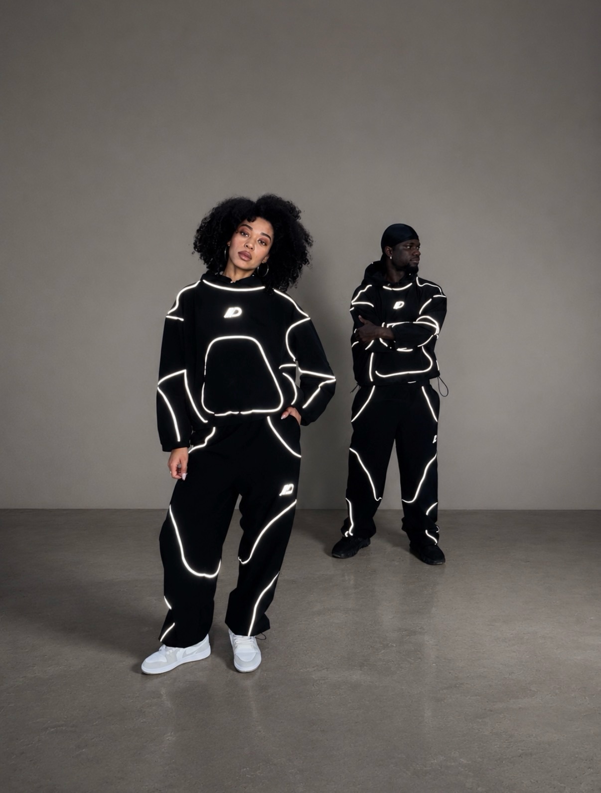 REFLECTIVE-STRIP MASK HOODIE SET