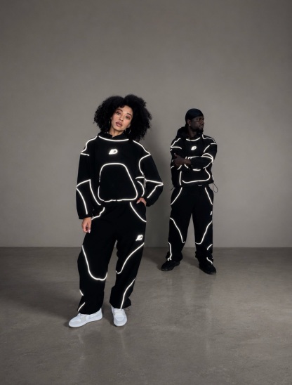 REFLECTIVE-STRIP MASK HOODIE SET