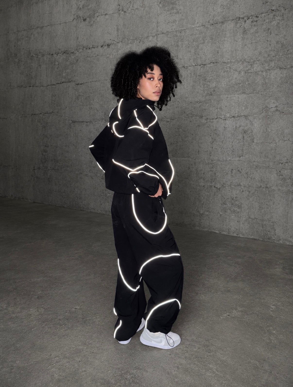 REFLECTIVE-STRIP MASK HOODIE SET