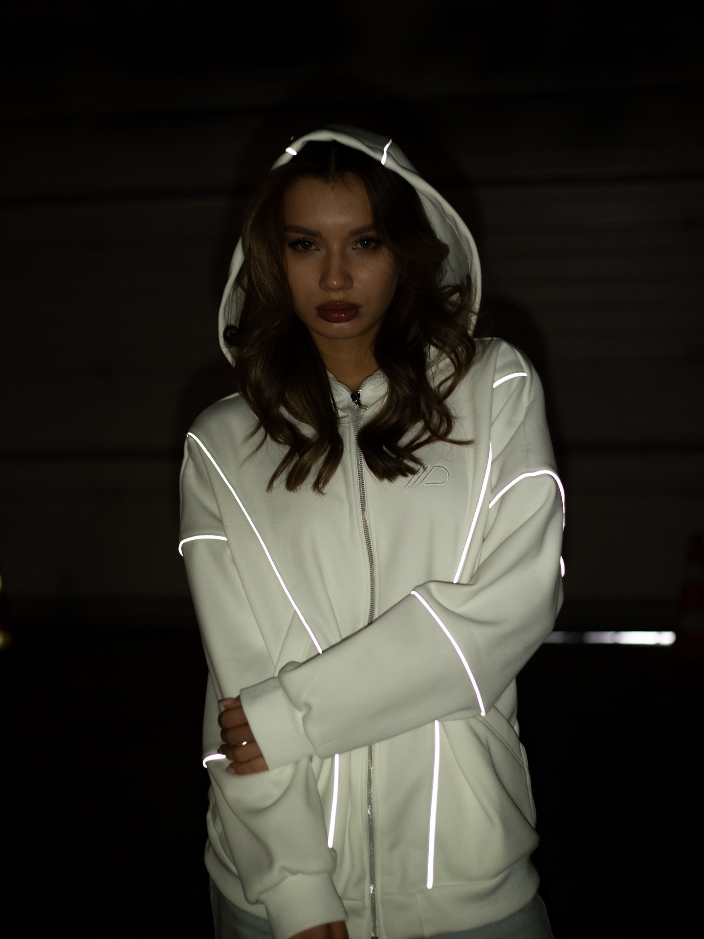 REFLECTIVE-STRIP MASK HOODIE