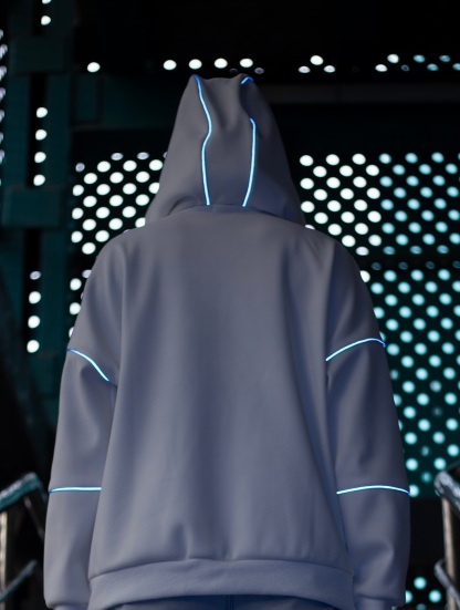 REFLECTIVE-STRIP MASK HOODIE