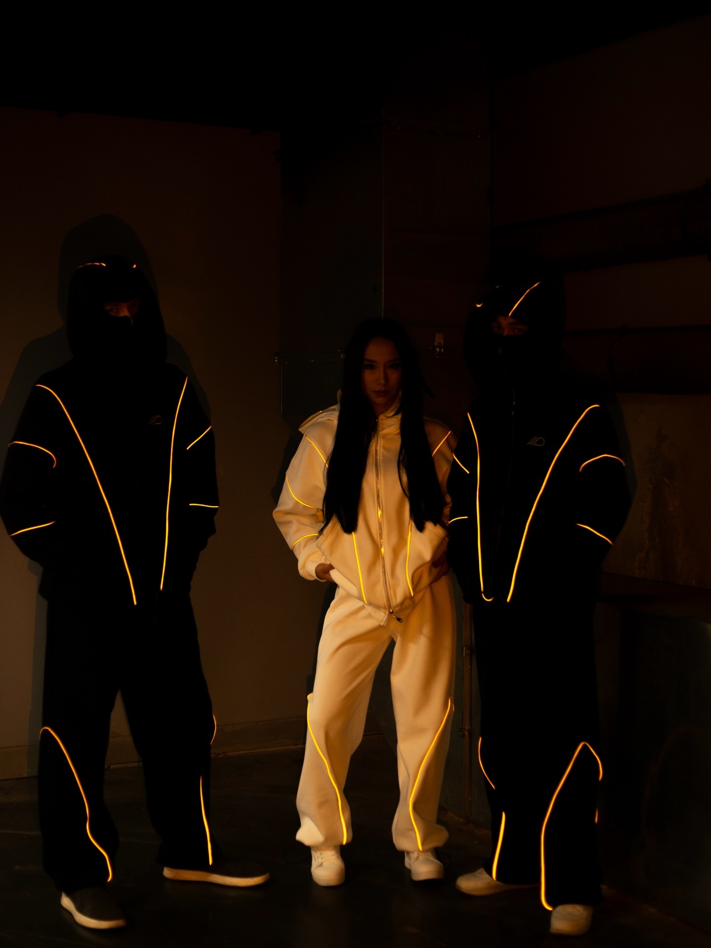 REFLECTIVE-STRIP MASK HOODIE