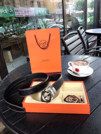 GU* cowhide belt (2 buckles)