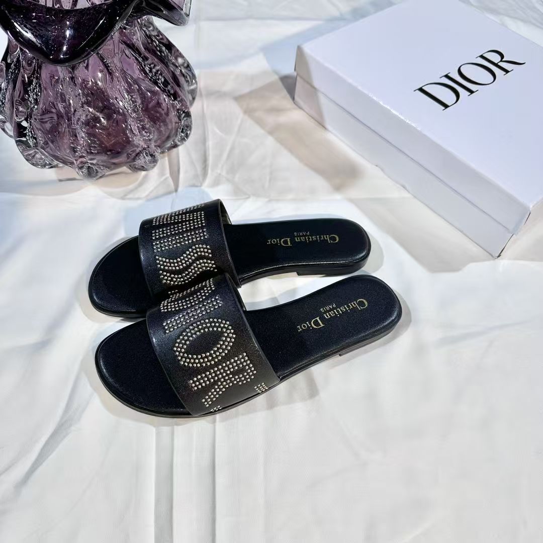 Letter Embroidery Rhinestone Slippers