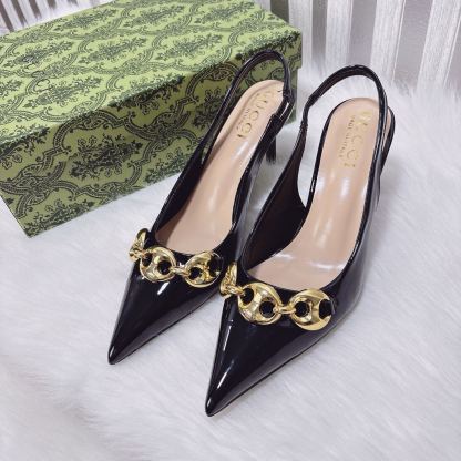 Chain-detail high-heeled sandals/kitten heels