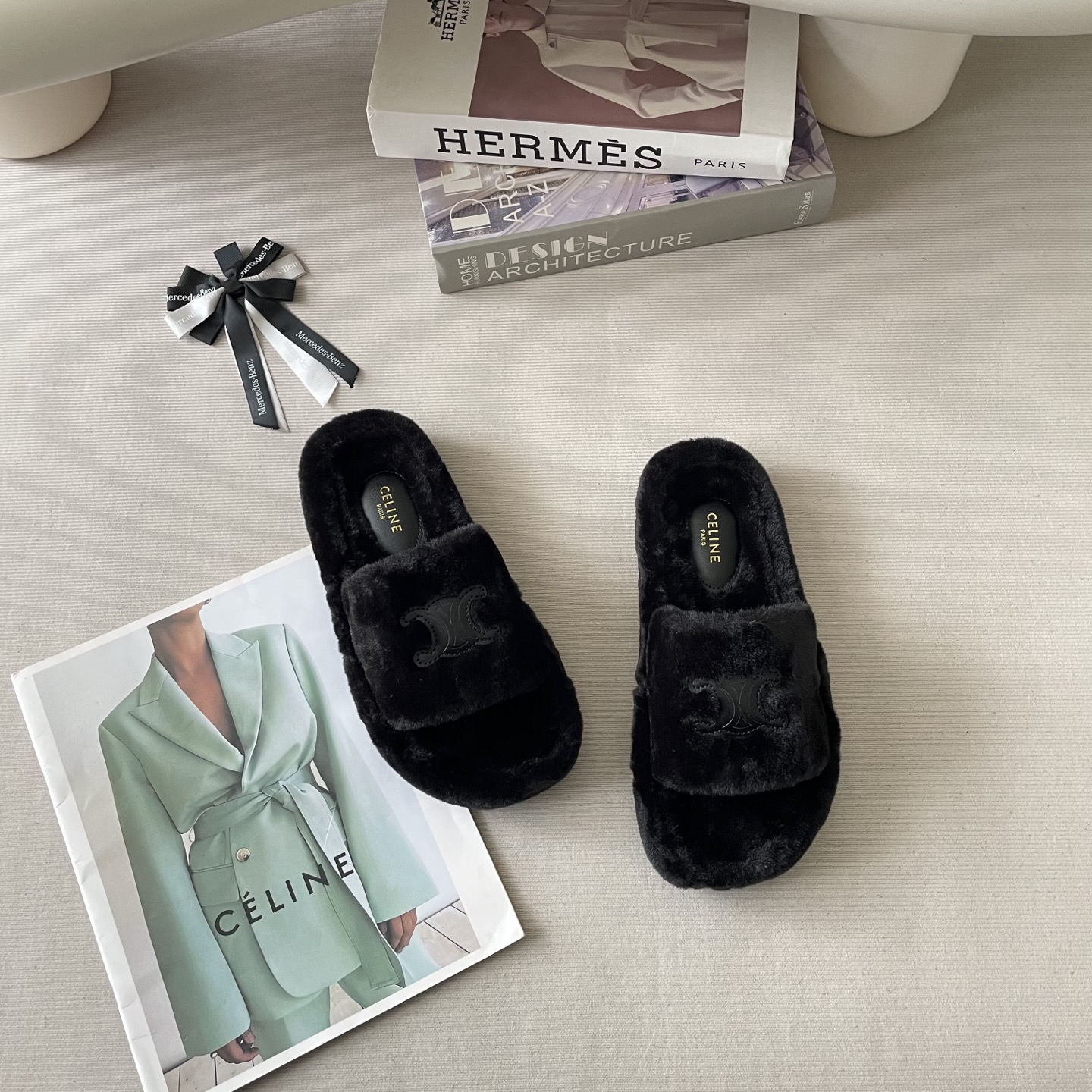 Autumn/Winter OOTD fur slippers