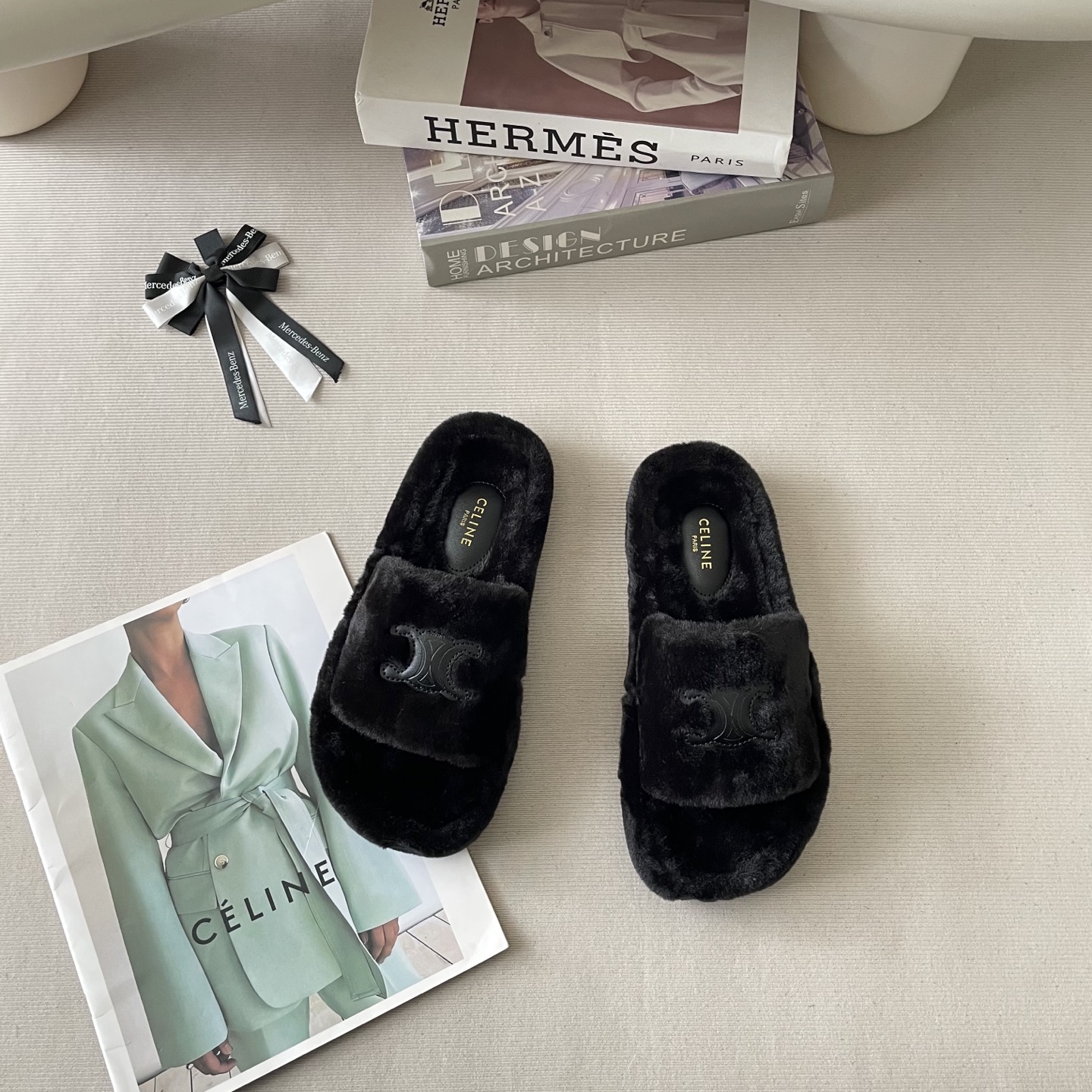 Autumn/Winter OOTD fur slippers