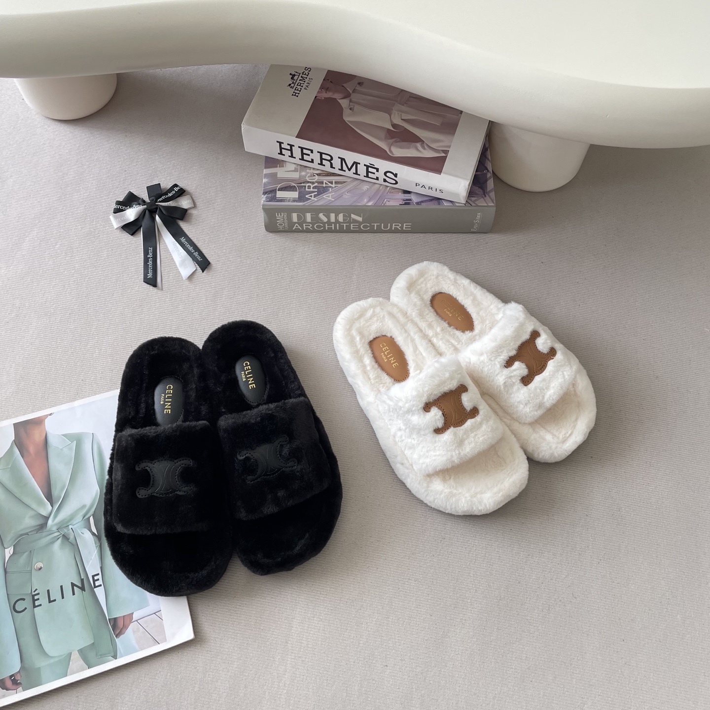 Autumn/Winter OOTD fur slippers