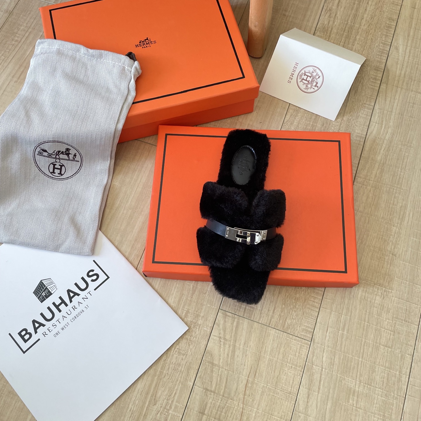 Dopamine-inspired outfit featuring wool slippers