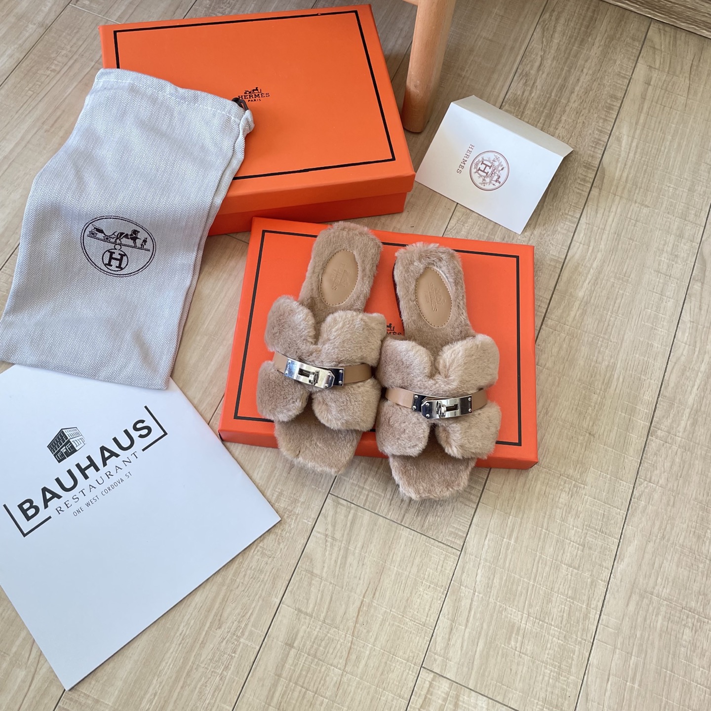 Dopamine-inspired outfit featuring wool slippers