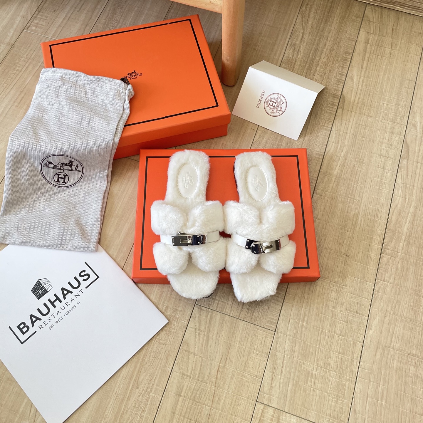 Dopamine-inspired outfit featuring wool slippers