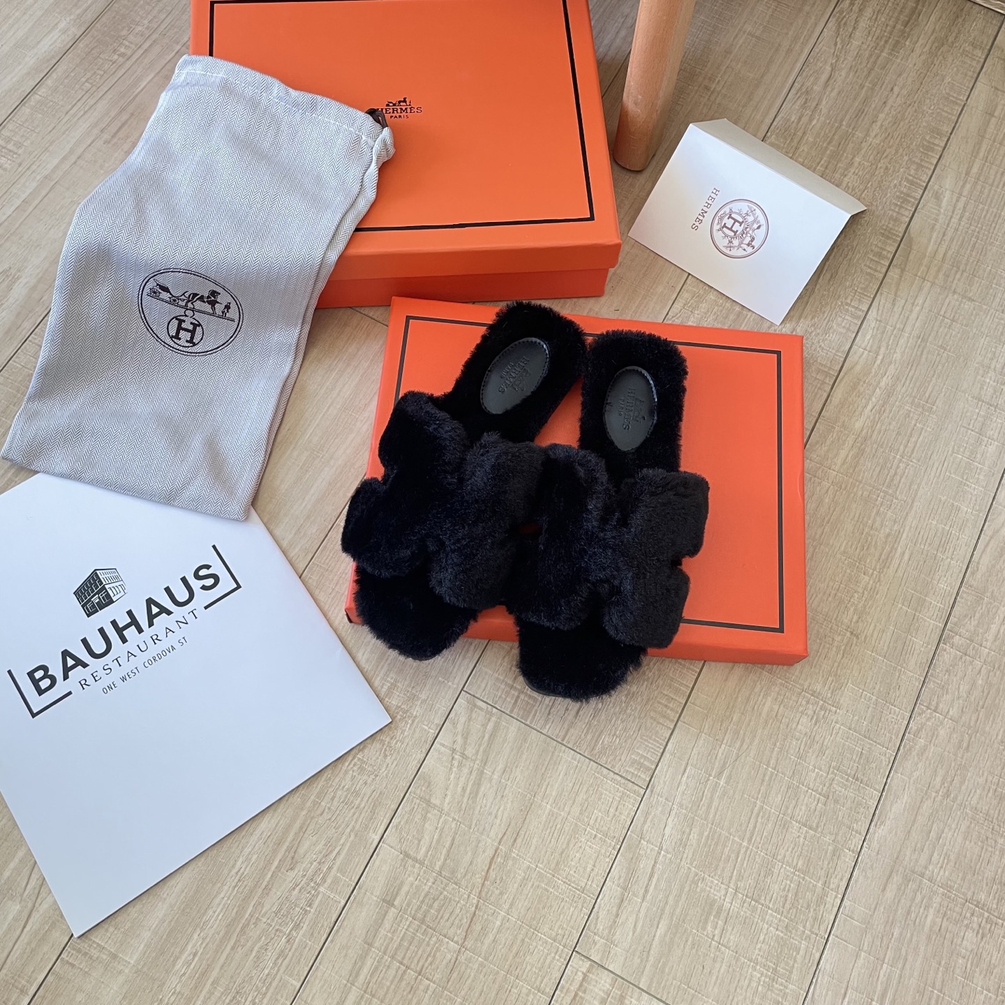 Dopamine-inspired outfit featuring wool slippers