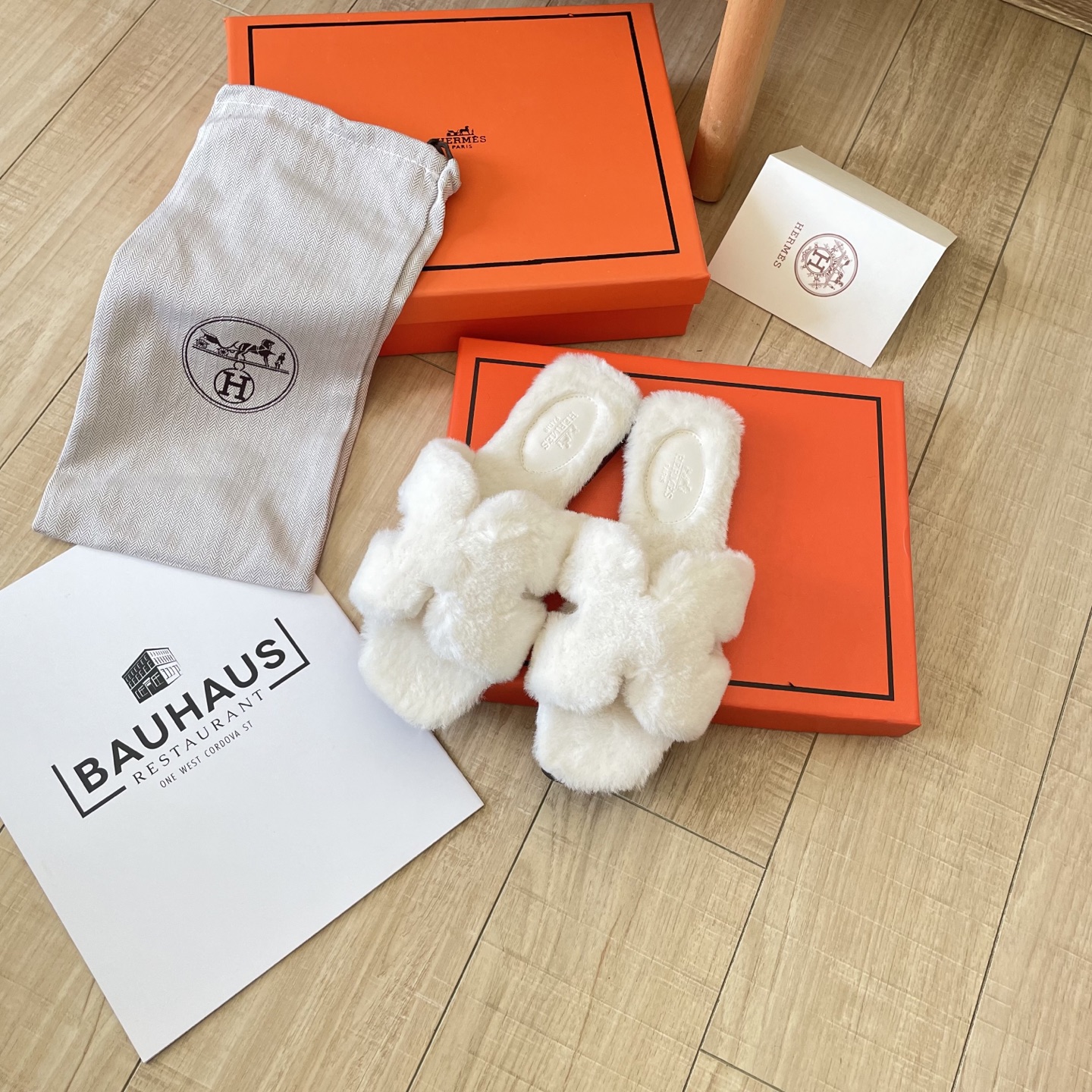 Dopamine-inspired outfit featuring wool slippers