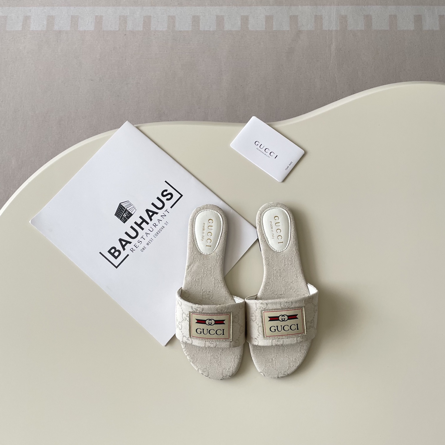 Fabric-printed flat sandals