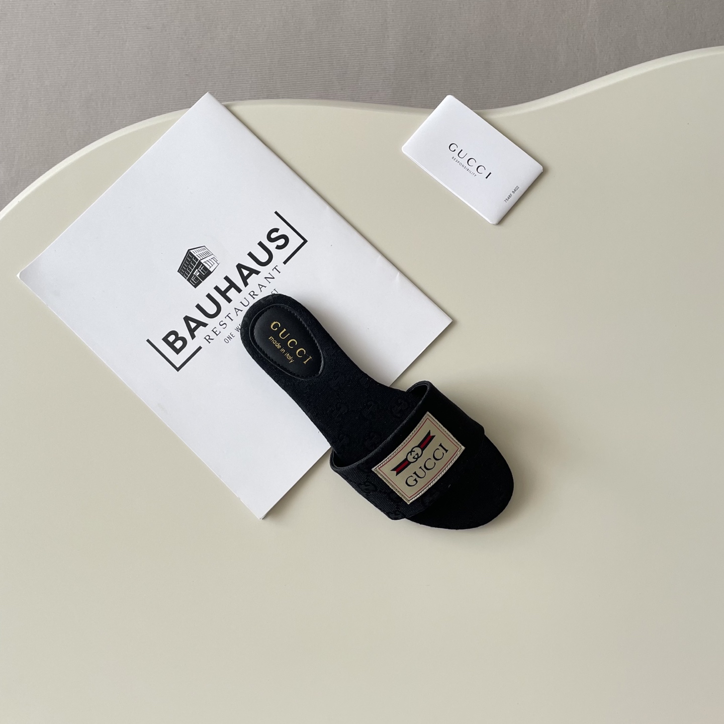 Fabric-printed flat sandals