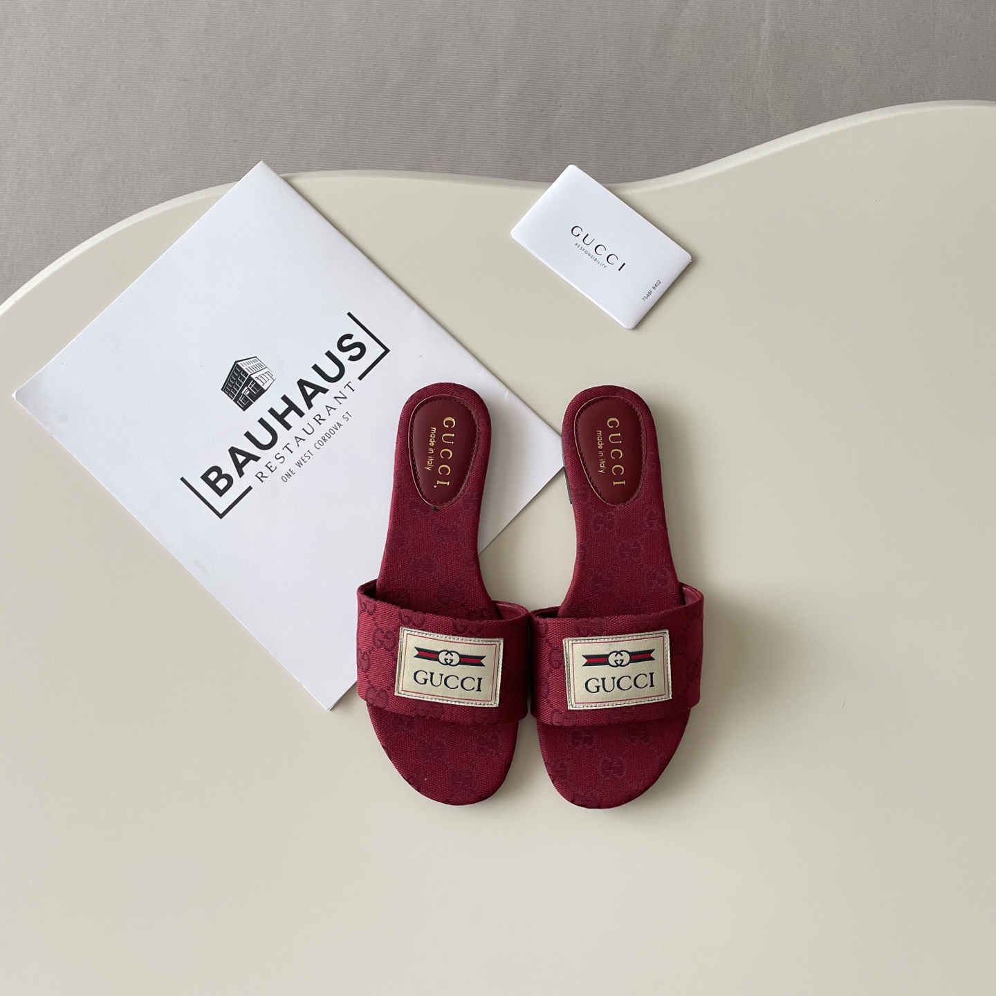 Fabric-printed flat sandals