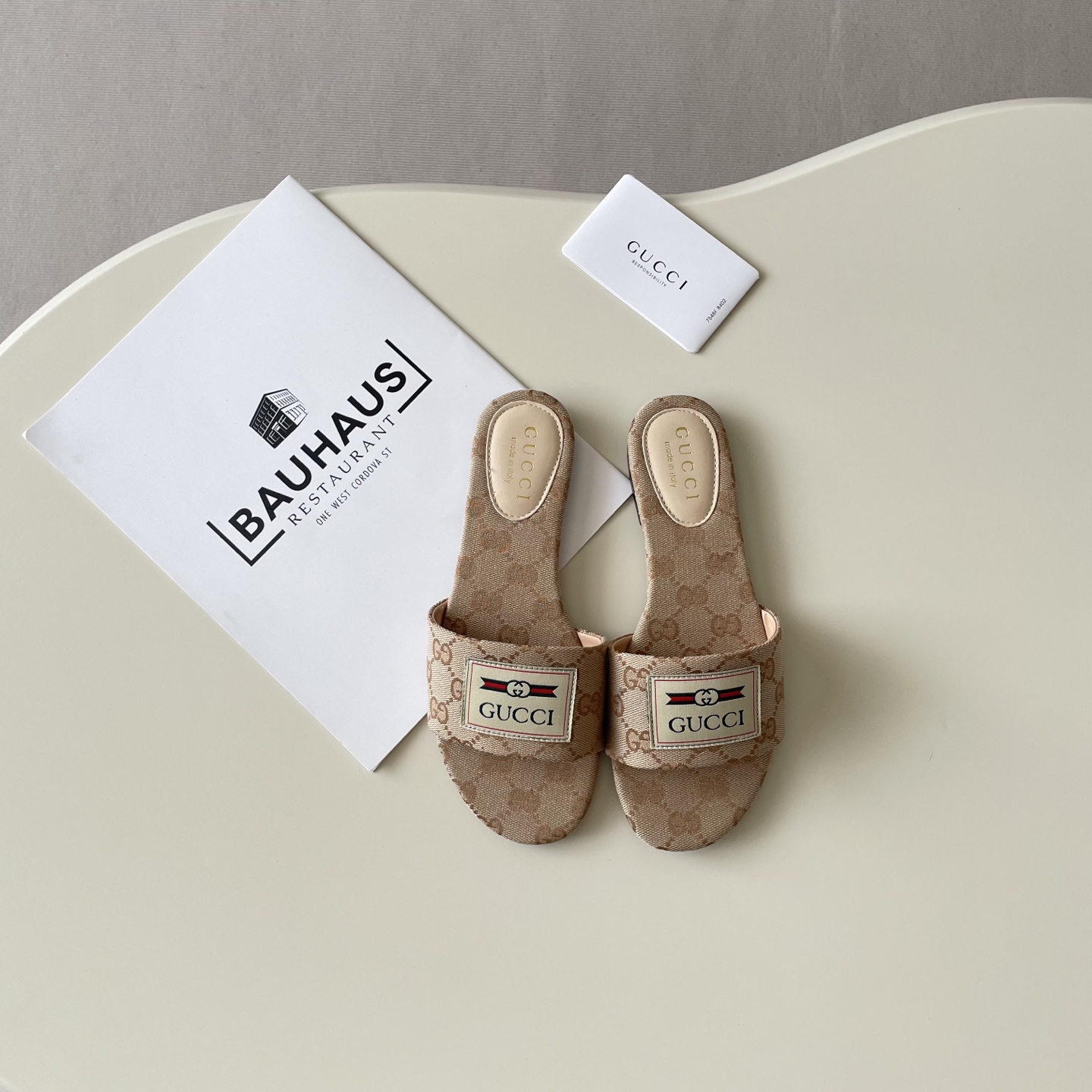 Fabric-printed flat sandals