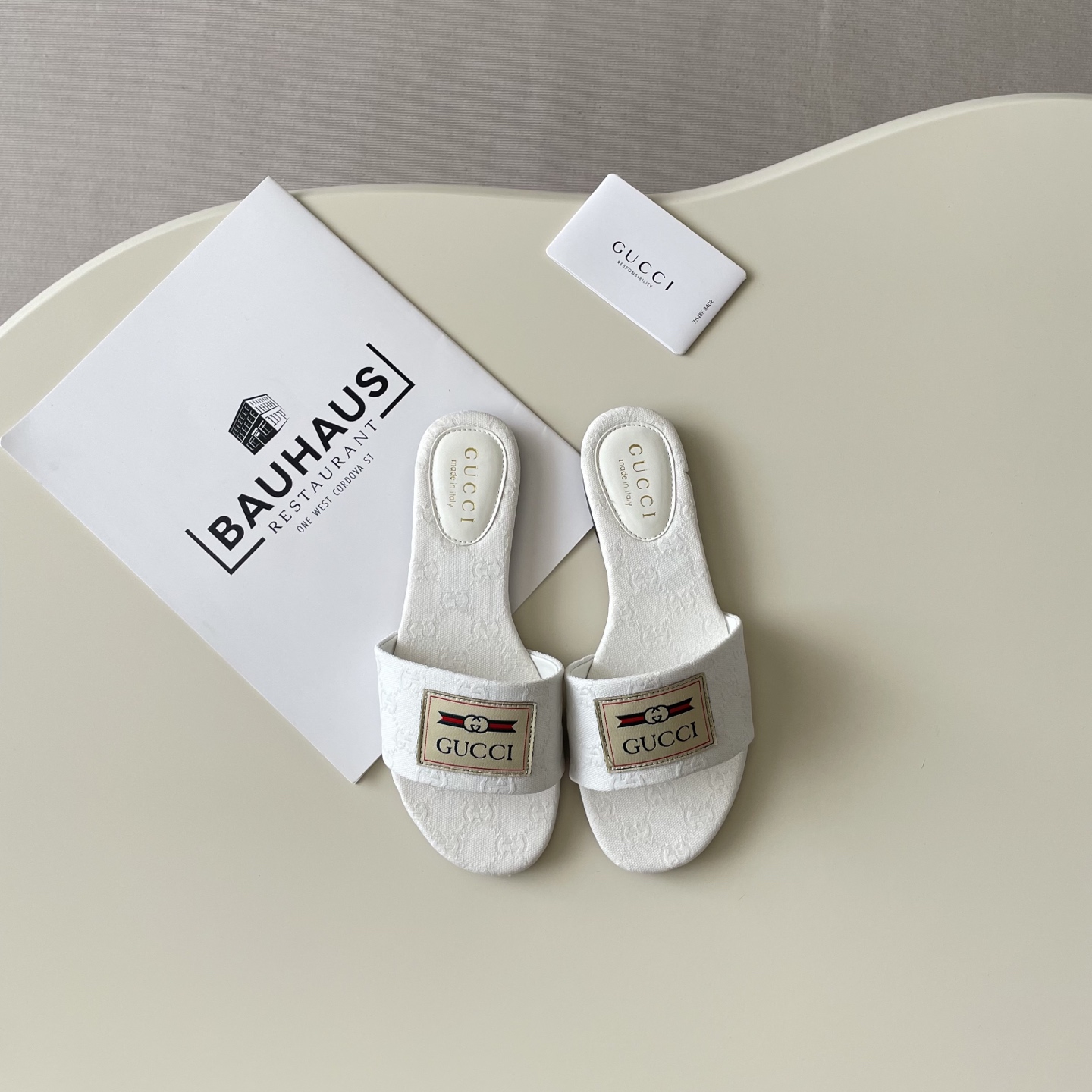 Fabric-printed flat sandals