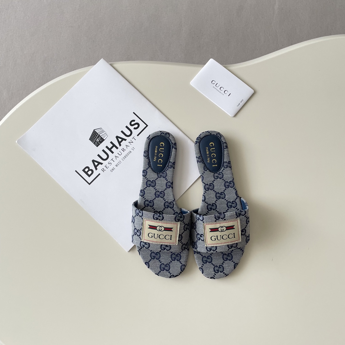 Fabric-printed flat sandals