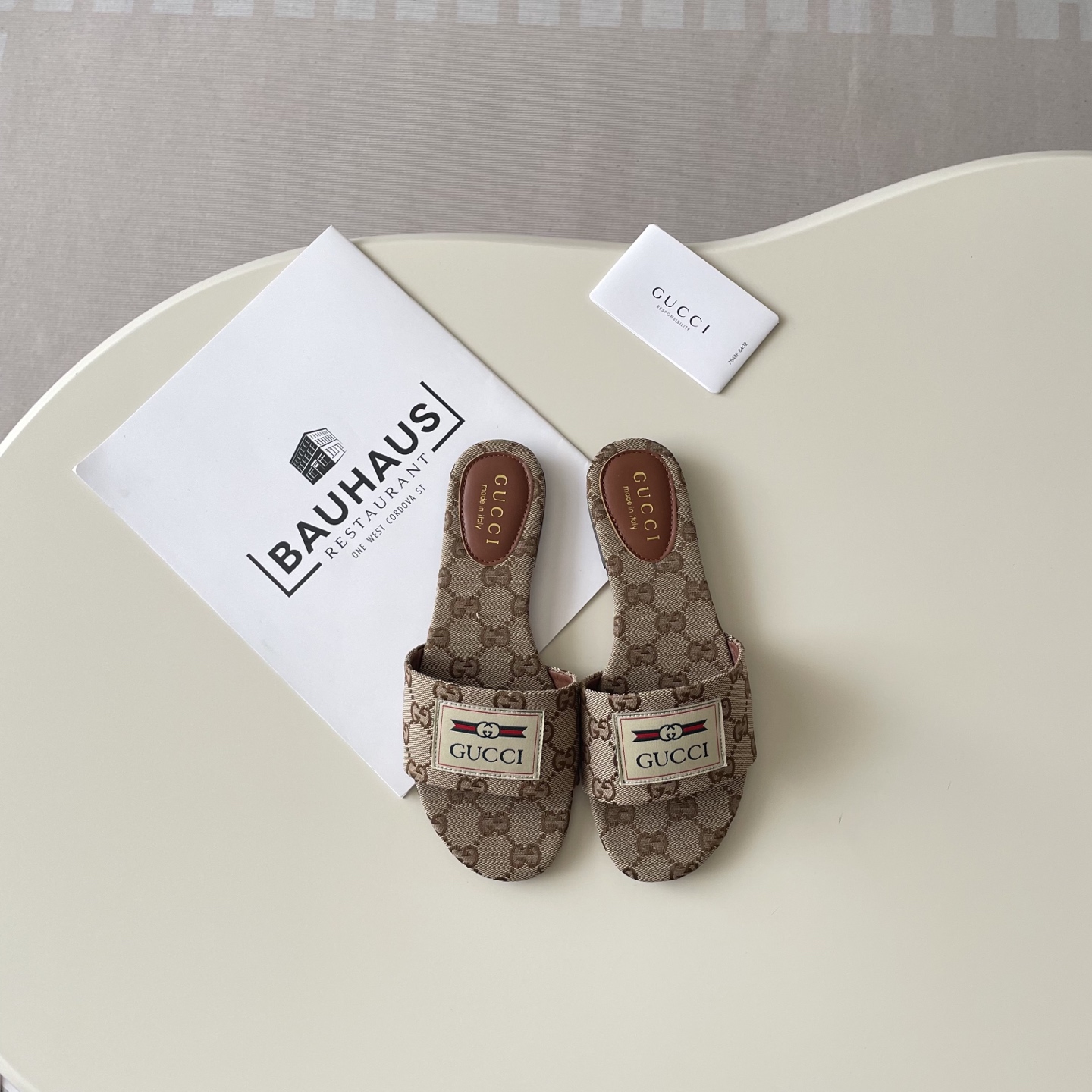 Fabric-printed flat sandals