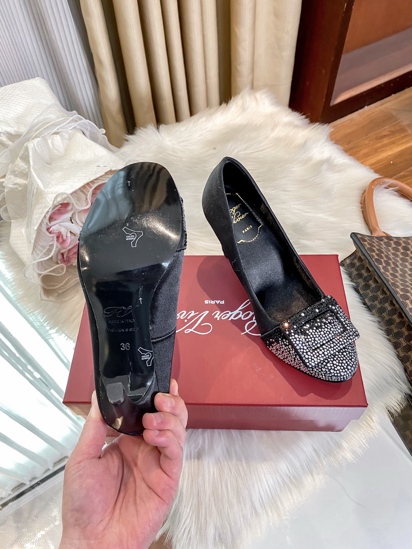 Classic rhinestone-embellished flat shoes