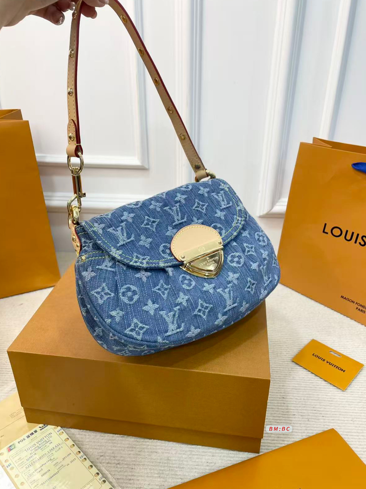Denim dumpling bag