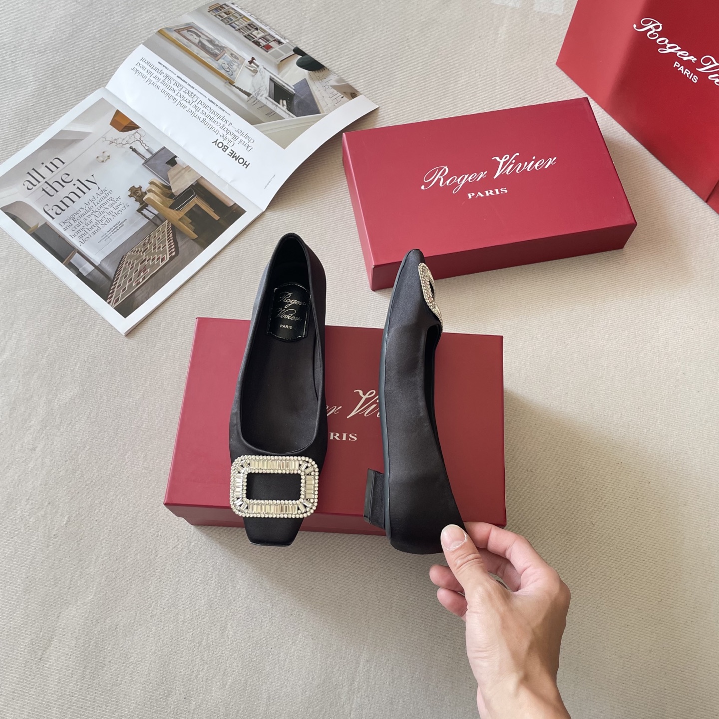 Early spring slip-on shoes with buckle detail