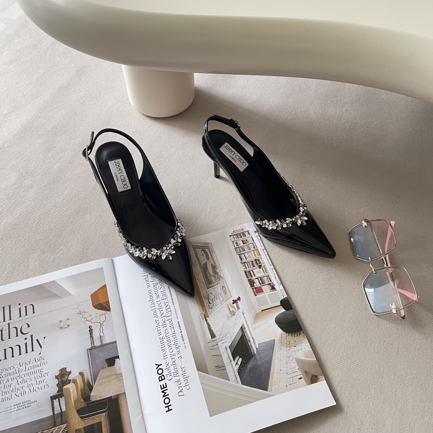 Pointed rhinestone midi heels