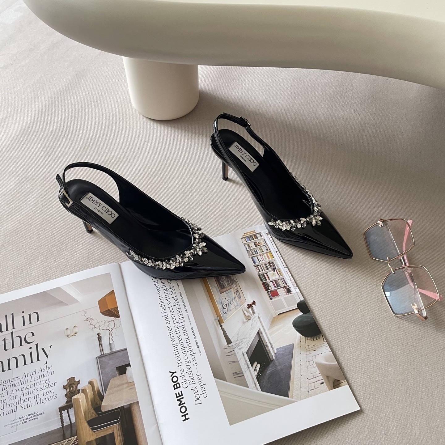 Pointed rhinestone midi heels