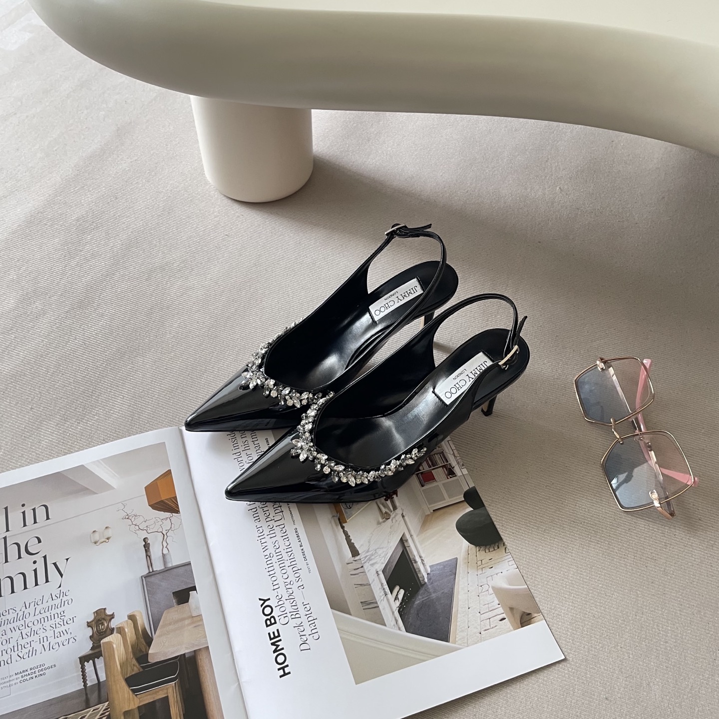 Pointed rhinestone midi heels