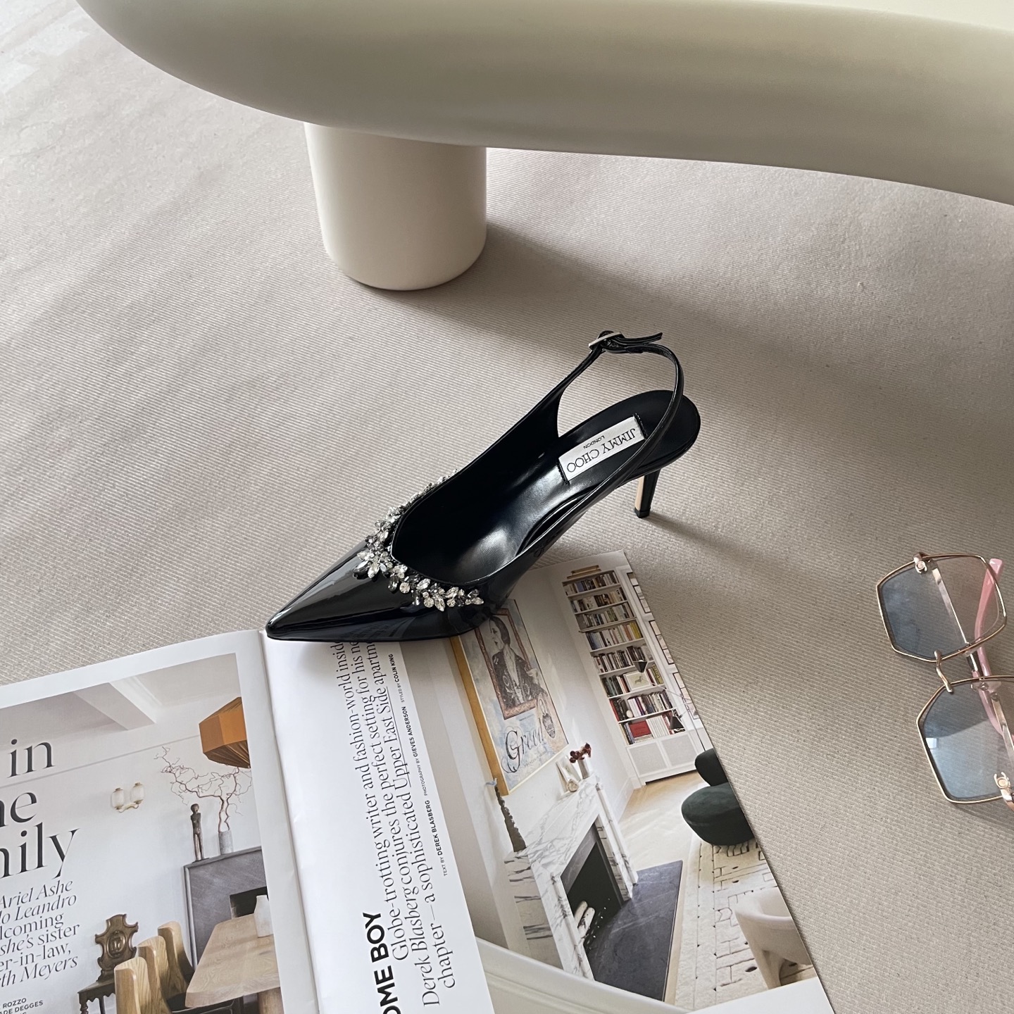 Pointed rhinestone midi heels