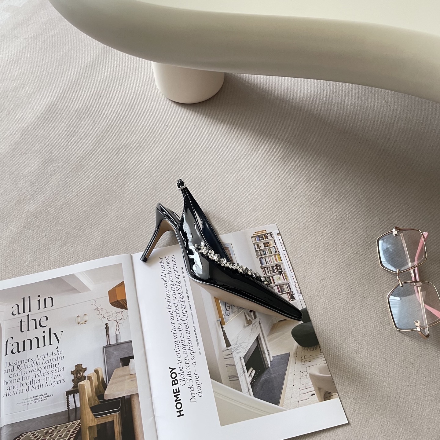 Pointed rhinestone midi heels