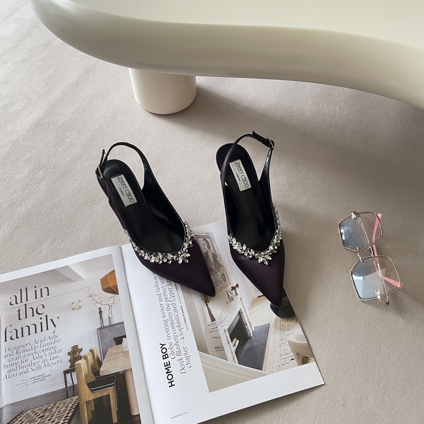 Pointed rhinestone midi heels
