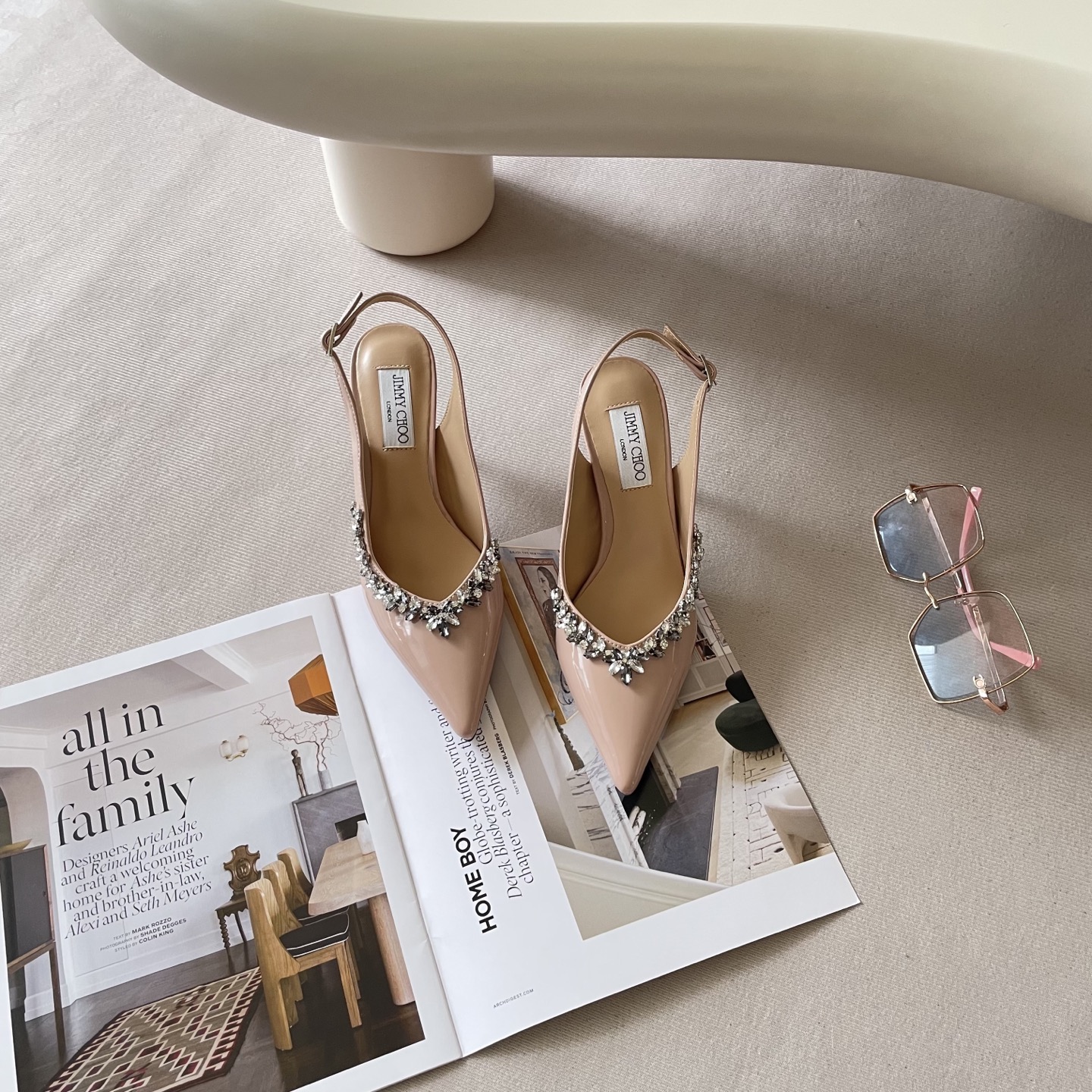 Pointed rhinestone midi heels