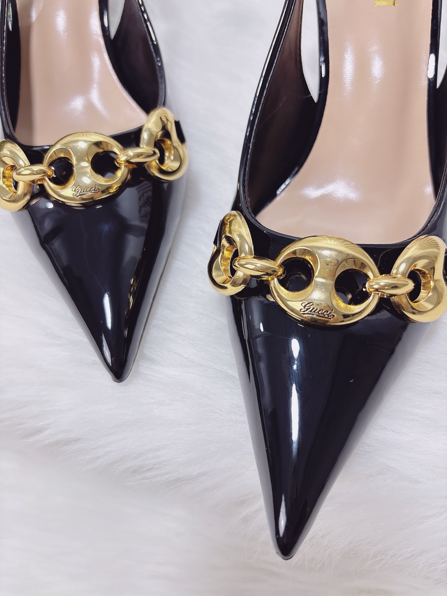 Chain-detail high-heeled sandals/kitten heels