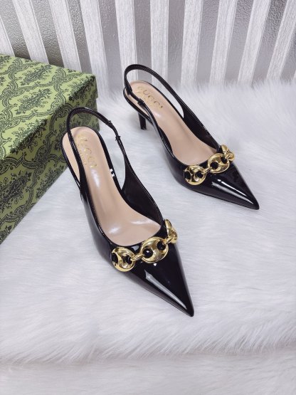 Chain-detail high-heeled sandals/kitten heels