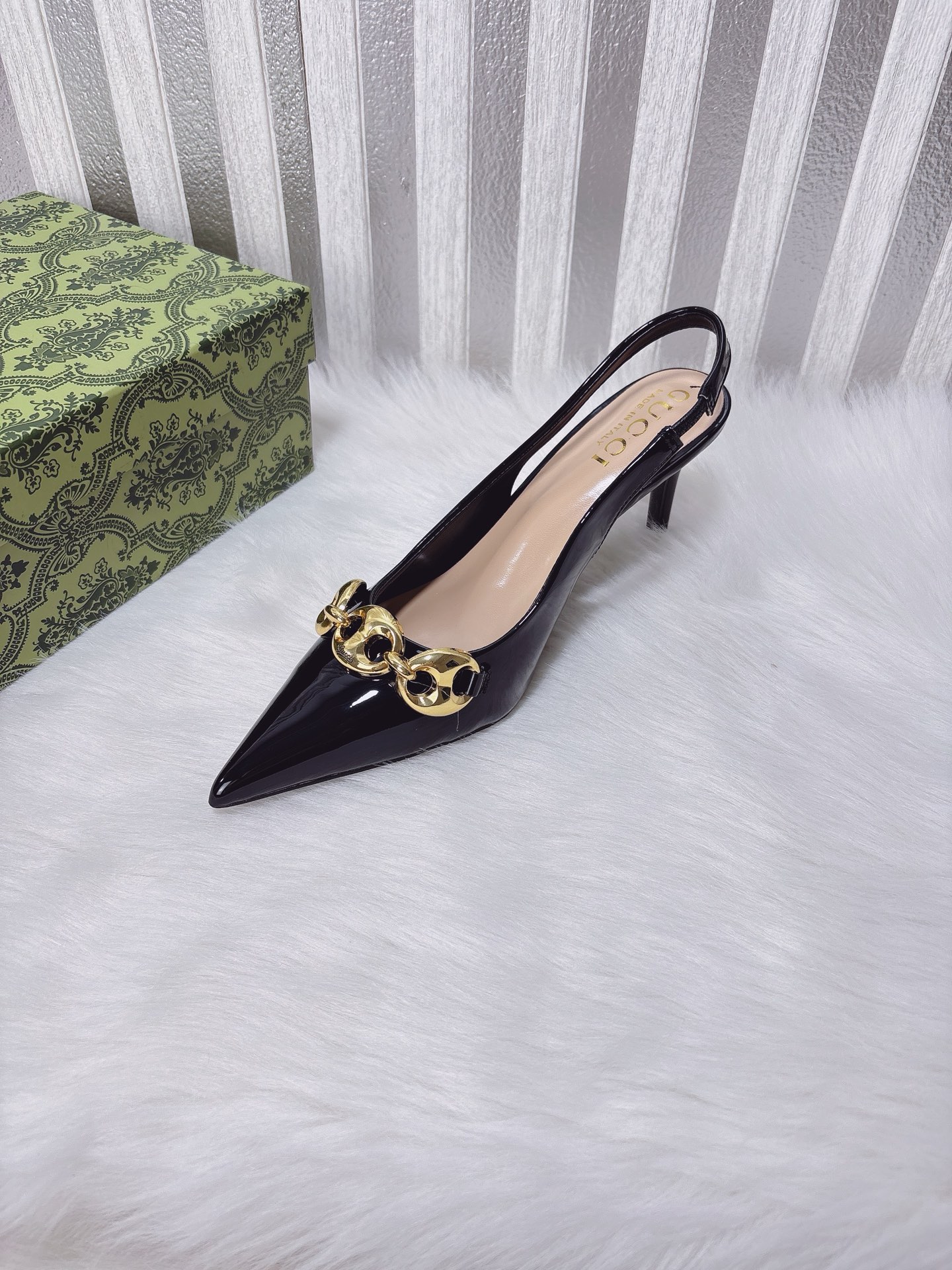 Chain-detail high-heeled sandals/kitten heels