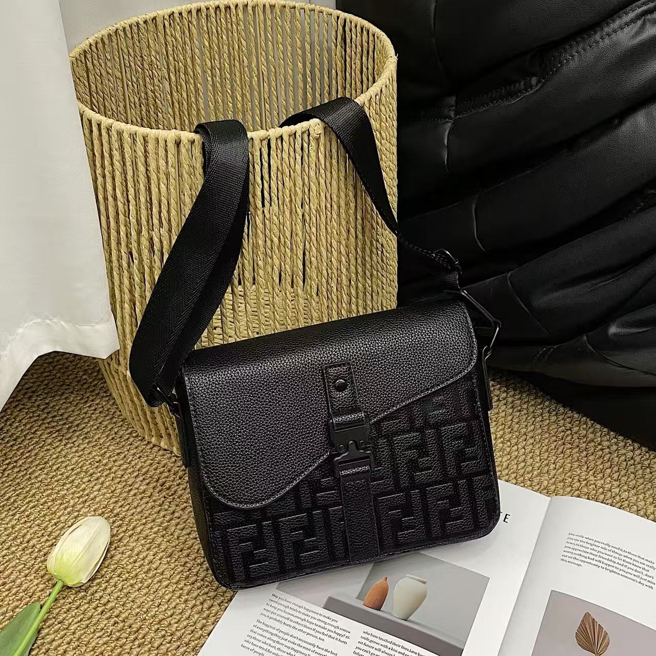 Stylish flap-closure casual shoulder bag