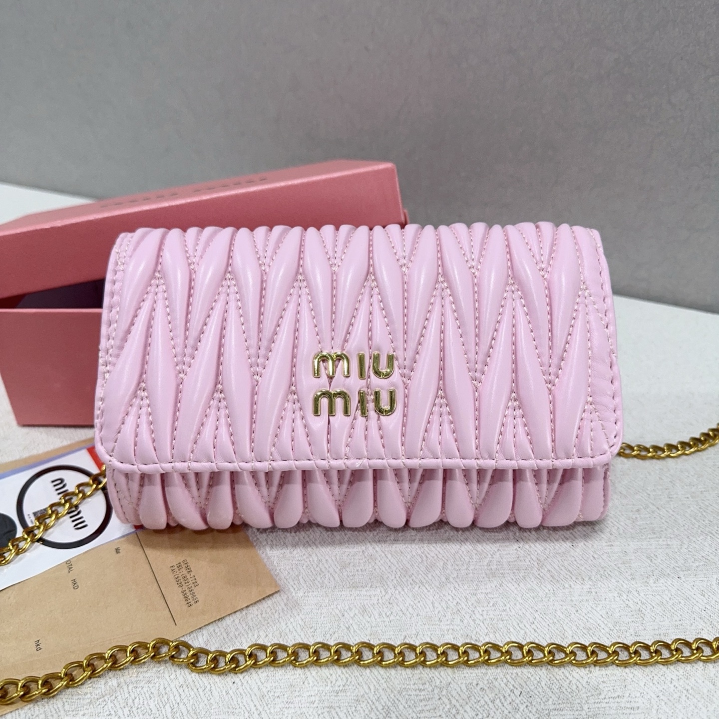 New lambskin pleated chain bag