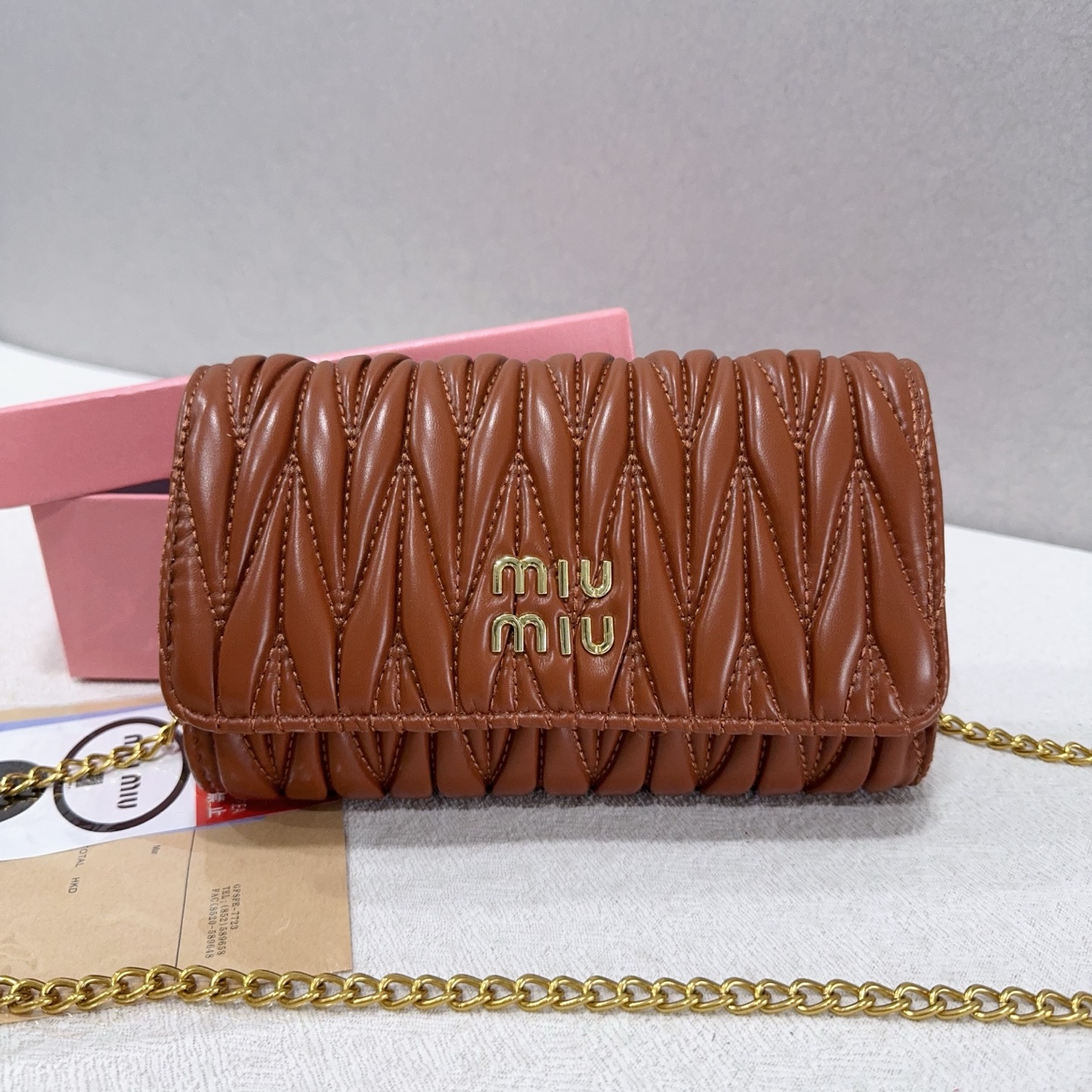 New lambskin pleated chain bag