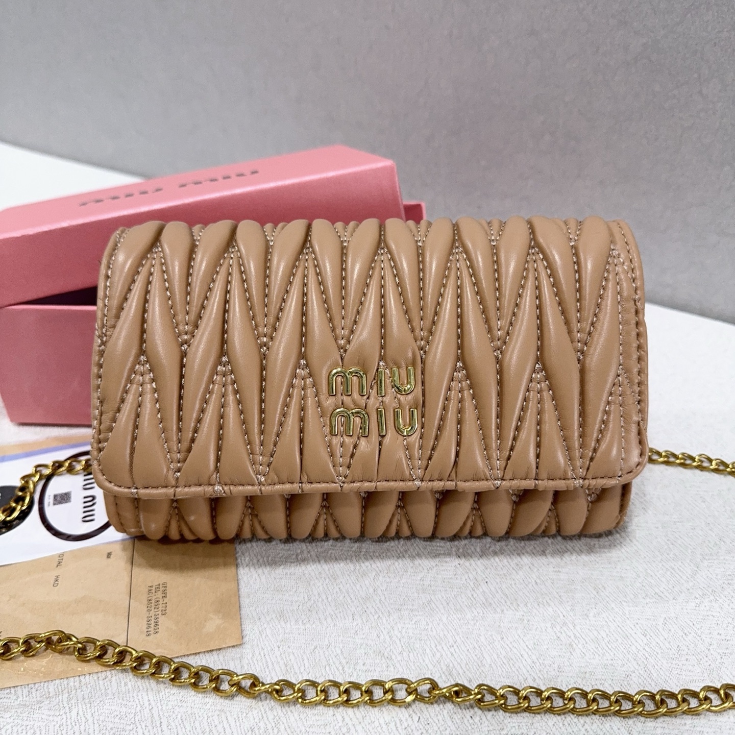 New lambskin pleated chain bag